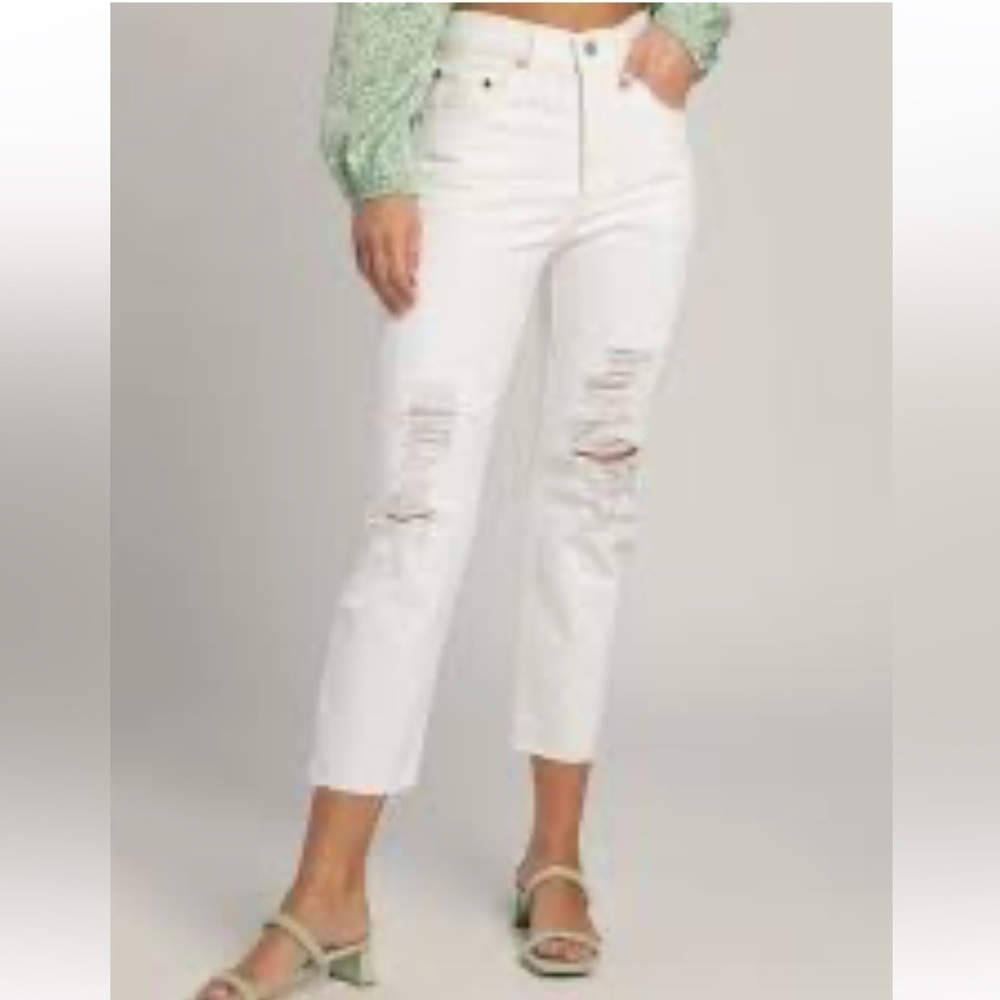 Levi's 501 Original Crop Jeans women 24 White Distressed Straight casual office